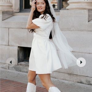 NWT short satin puff sleeve dress with empire waist